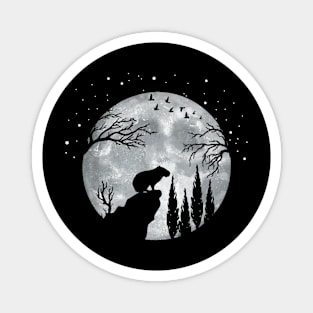 Capybara Slhouette Night Sky Magnet